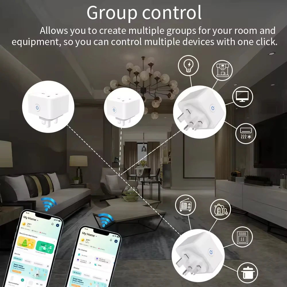 Tuya Smart 3-pin British household appliance Alexa power socket WiFi/Zigbee3.0 Adapter Smart wall socket CN plug standard