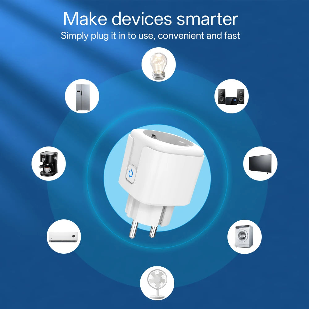 Smart Socket EU 16/20A Wifi Smart Plug With Power Monitoring Smart Home Voice Control Support Google Assistant Alexa Alice