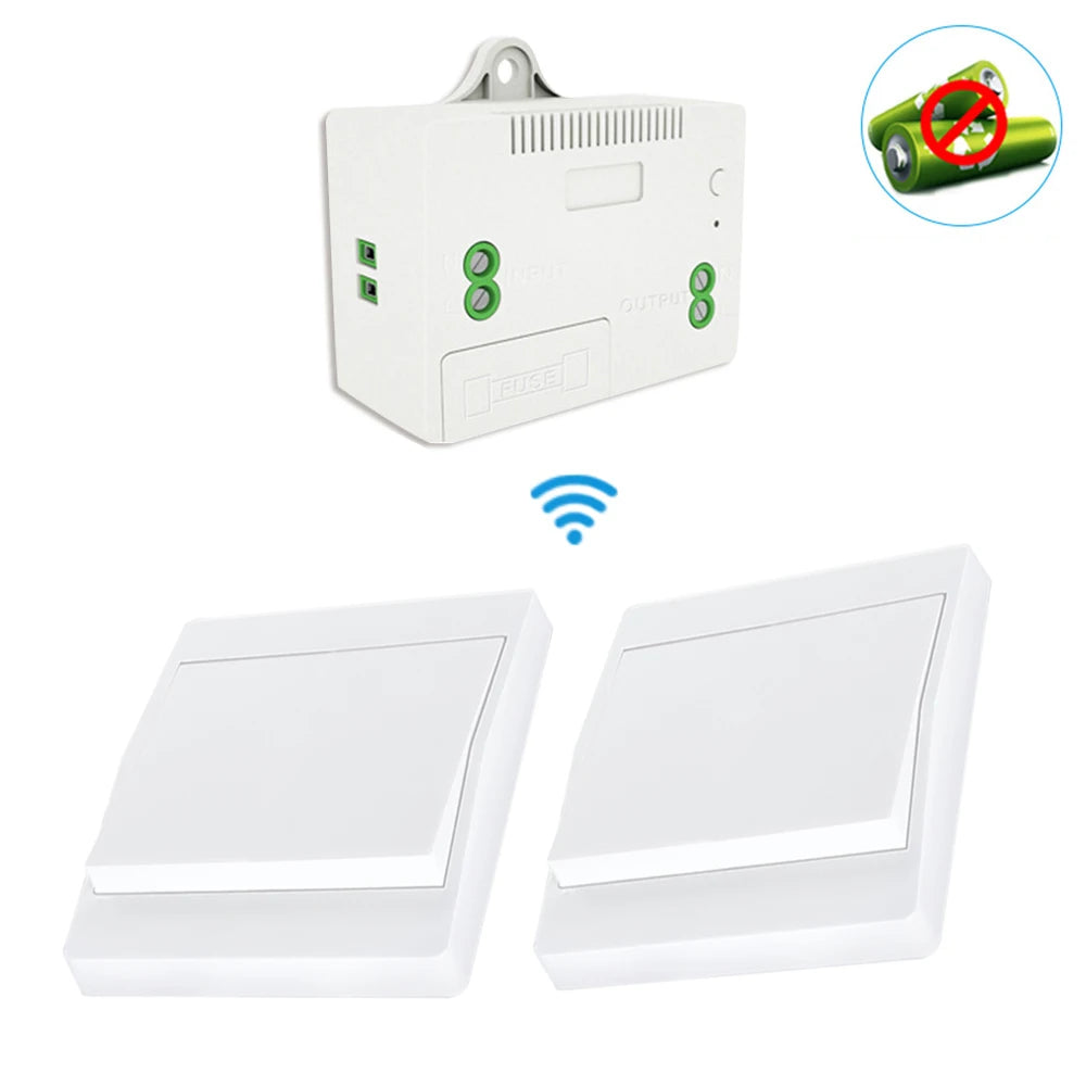 Self-powered 230V wireless switch with waterproof remote control for walls, no need for batteries, transmission distance of 200
