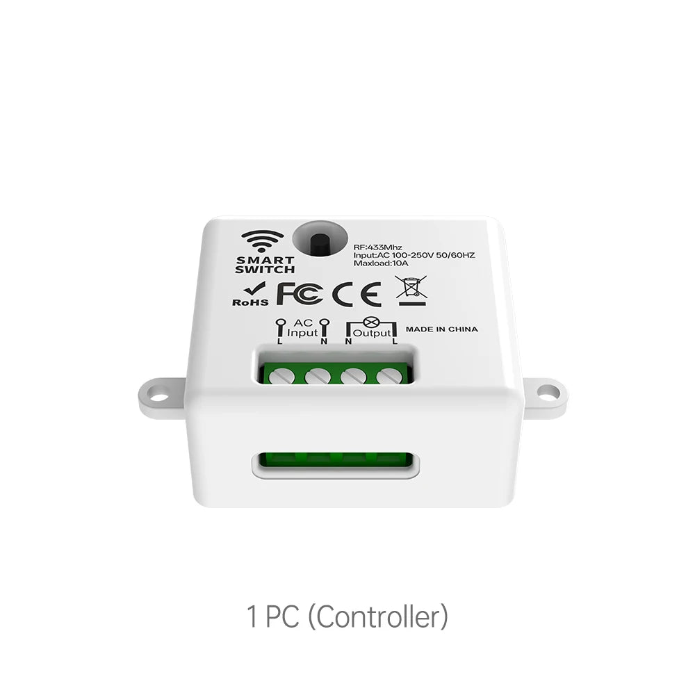 RF433 intelligent wireless switch module kit, self-powered remote AC 100-250V 10A receiver controller, lamp and electrical autom