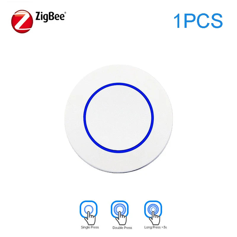 ZigBee 3.0 Wireless Push Button Smart Scene Switch Controller Automation Scenario Linkage with Tuya devices Need Zigbee Gateway
