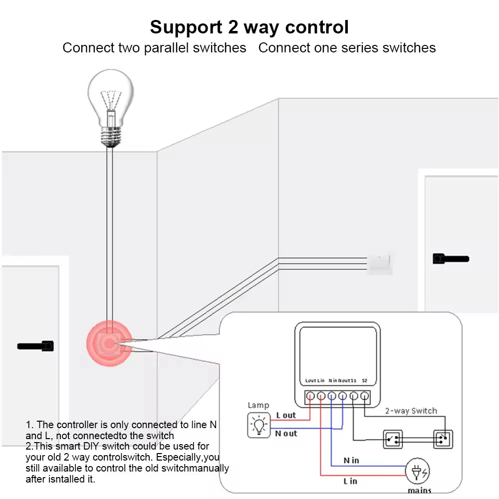LakiSmart Pro 16A Zigbee 3.0 Mini Smart Switch Module - Two-Way Control - Works with Home Assistant & Zigbee2MQTT
