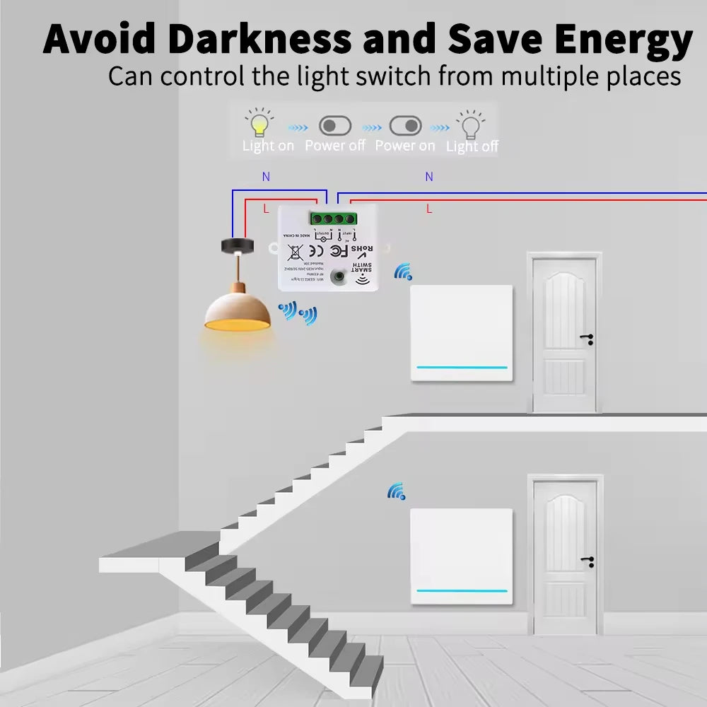 RF433 smart switch voice control Alexei Google 100-meter range application control smart home lighting Easy DIY