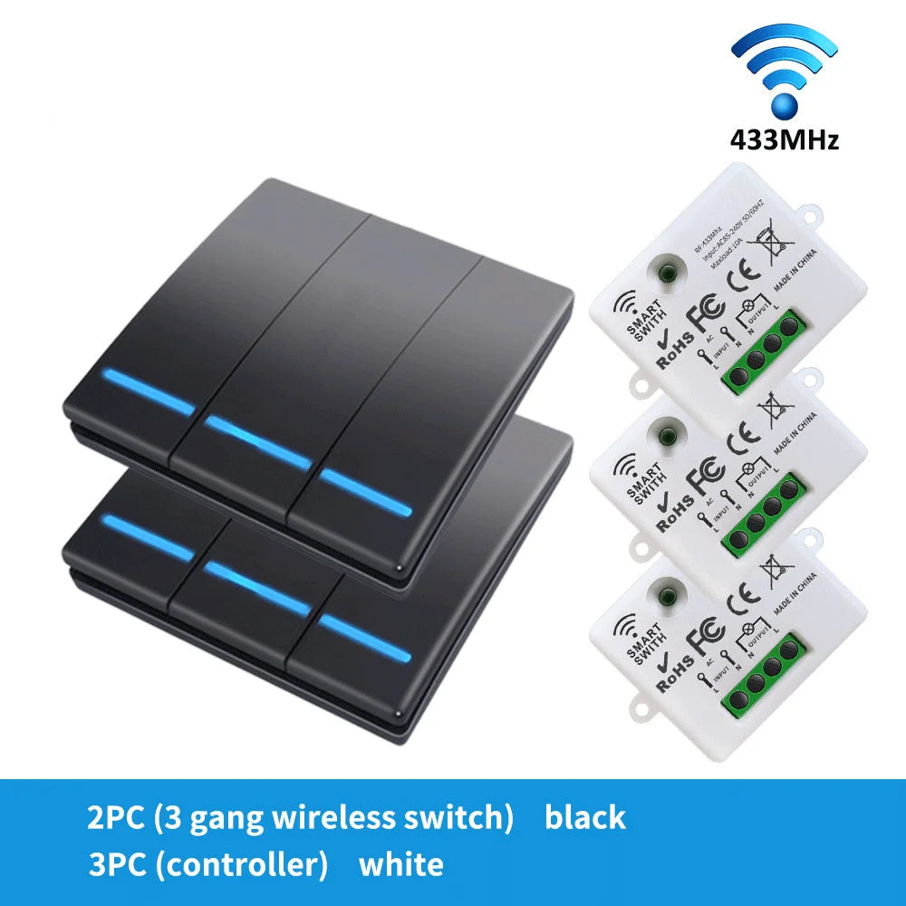 RF433 smart switch voice control Alexei Google 100-meter range application control smart home lighting Easy DIY